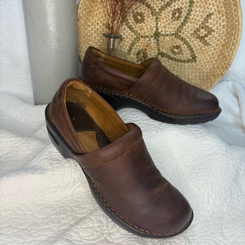 ❤️boc Women's Brown Leather Mules size 9